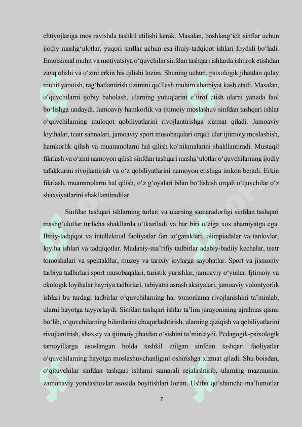 Boshlang‘ich sinflarda matematikadan sinfdan tashqari ishlarni tashkil qilish metodikasi (2-sinf misolida) 7