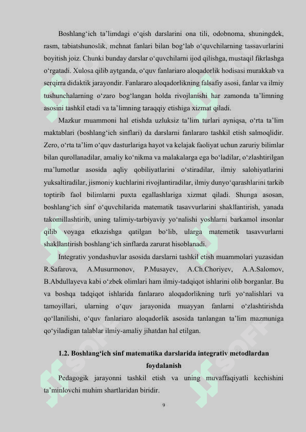 MATEMATIKADAN INTEGRATIV O‘QITISH SAMARADORLIGINI OSHIRISH OMILI SIFATIDA 8