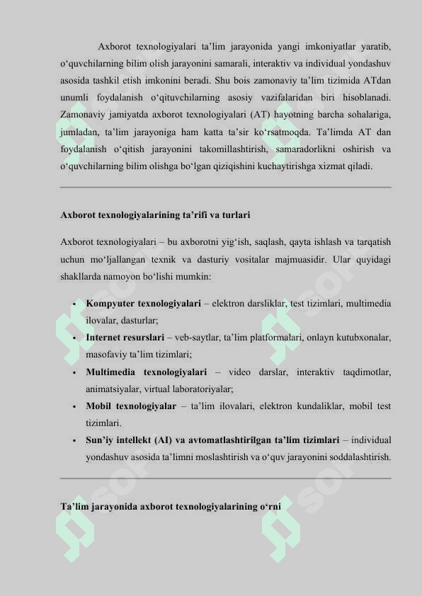 SAVOD O‘RGATISH DARSLARIDA AXBOROT TЕXNOLOGIYALARDAN FOYDALANISH 7