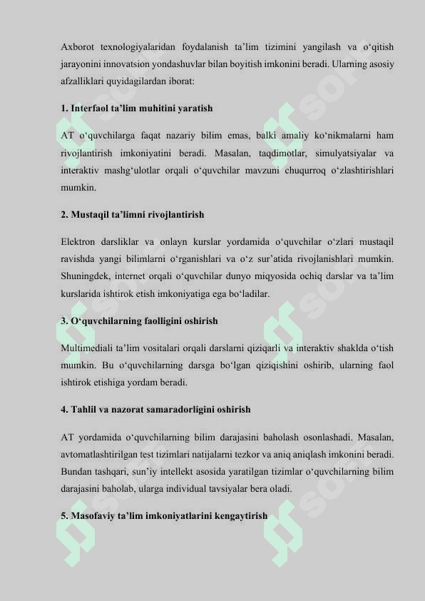 SAVOD O‘RGATISH DARSLARIDA AXBOROT TЕXNOLOGIYALARDAN FOYDALANISH 8