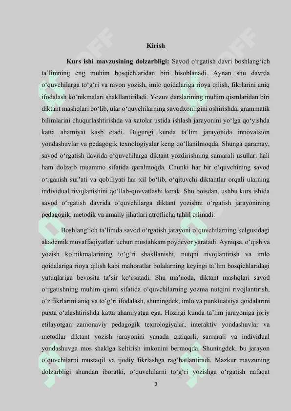 SAVOD O’RGATISH DAVRI YOZUV DARSLARIDA O’TKAZILADIGAN DIKTANTLAR 3