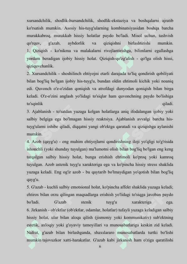 Emotsiyaning namoyon bo‘lishi 6
