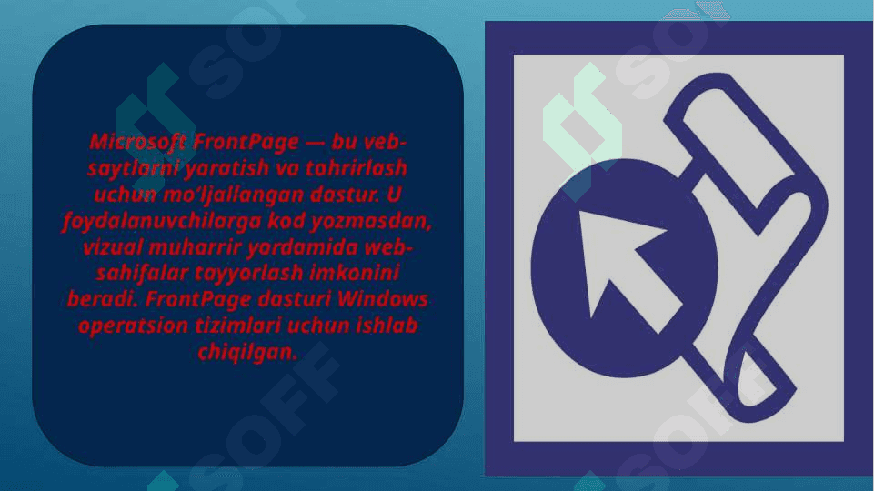 Mavzu:FrontPage dasturi va uning imkoniyatlari. Ijtimoiy tarmoqlardan foydalanish 3