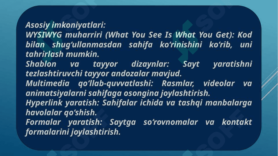 Mavzu:FrontPage dasturi va uning imkoniyatlari. Ijtimoiy tarmoqlardan foydalanish 4