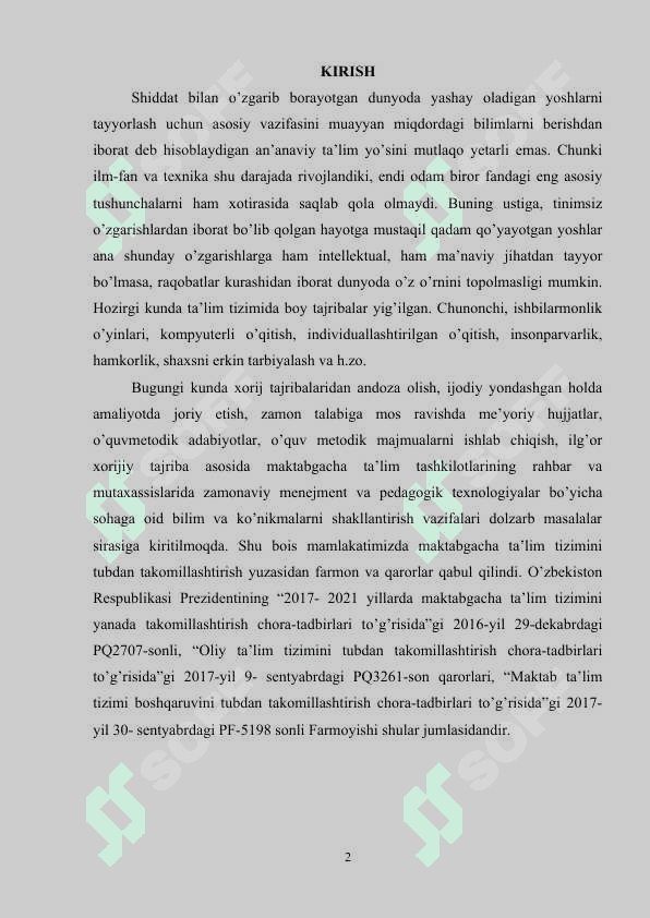 6-SINF TARBIYA FANIDAN “ZAMONAVIY TEXNOLOGIYALAR EZGULIK XIZMATIDA” MAVZUSINI O’QITISH 2