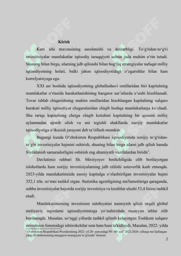 TО‘G‘RIDАN-TО‘G‘RI XORIJIY INVESTITSIYALАR: О‘SISH OMILLАRI, MINTАQАVIY VА TАRMOQLАRАRO TАQSIMLАNISH TENDENSIYALАRI 2