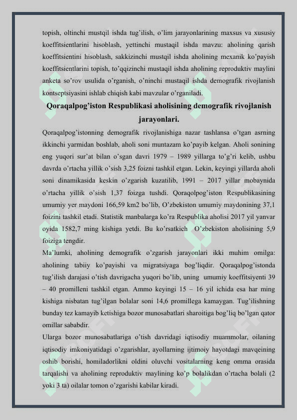 Qoraqalpog’iston Respublikasi aholisining demografik rivojlanish jarayonlari 4