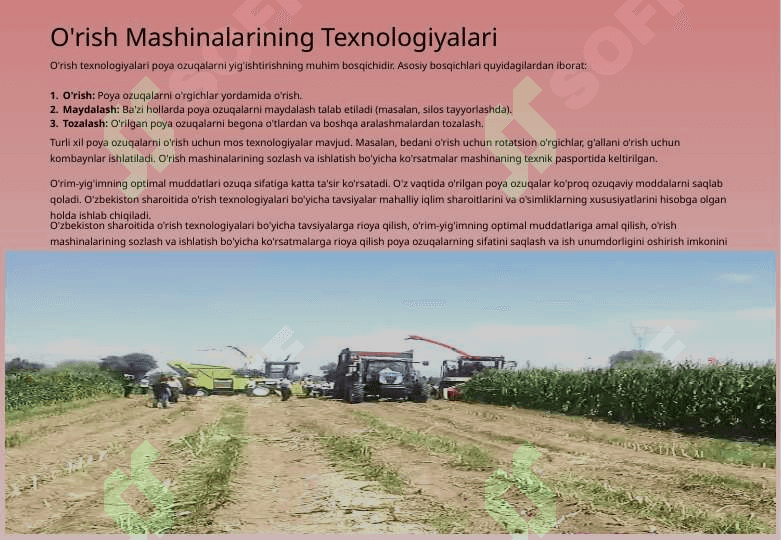 POYALI OZUQALARNI YIG'ISHTIRISH MASHINALARI 3