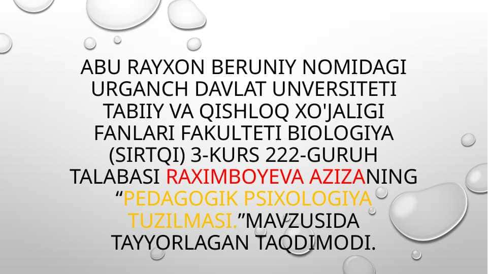 Pedagogik psixologiya tuzilmasi.