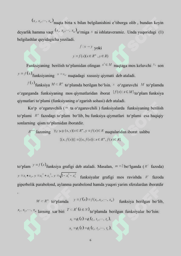 Ko‘p o‘zgaruvchili funksiyaning xususiy hosilalari kurs ishi 6