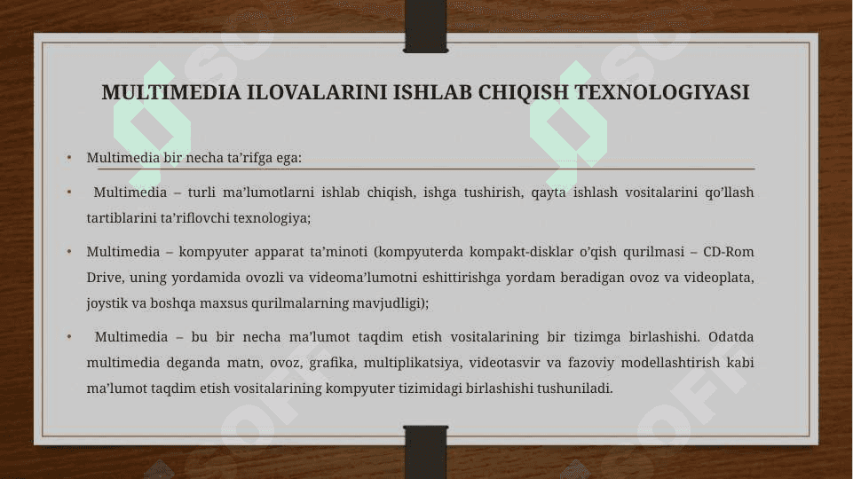 Multimediali ilovalarni klassifikatsiyasi va qo`llanish sohalari 3