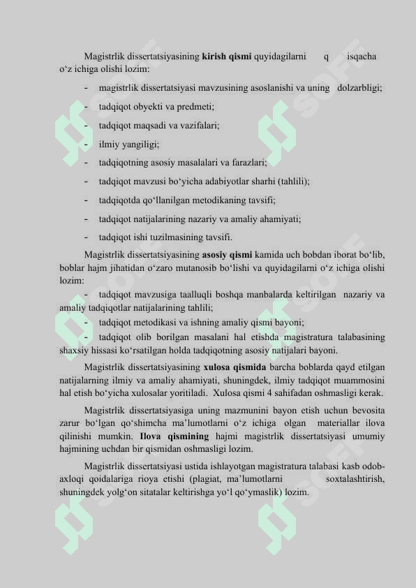Magistrlik dissertatsiyasi yozish tartibi 4