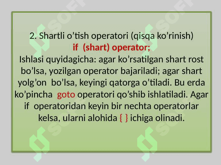 If va if … else operatori. ?.. Shart amal. 5