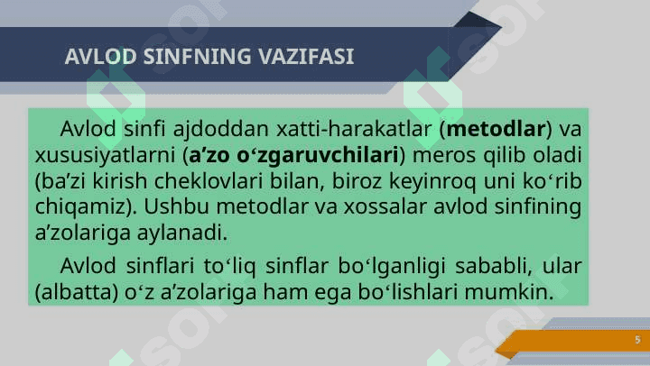 Sinflarda vorislik prinsipi 5