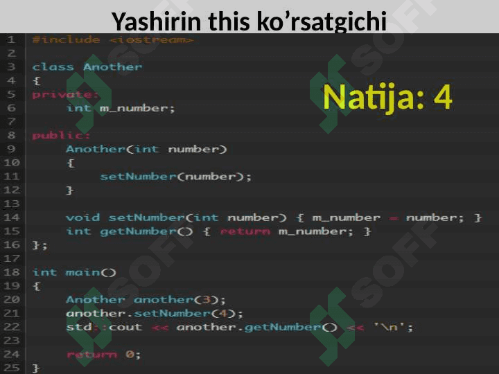Sinf elementlariga ko'rsatgich. This ko'rsatgichi. 7