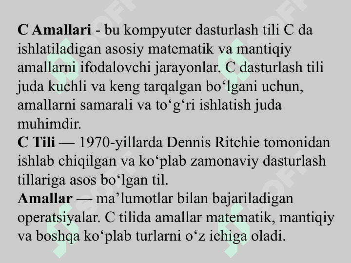 Berilganlar turlari. C amallari 3