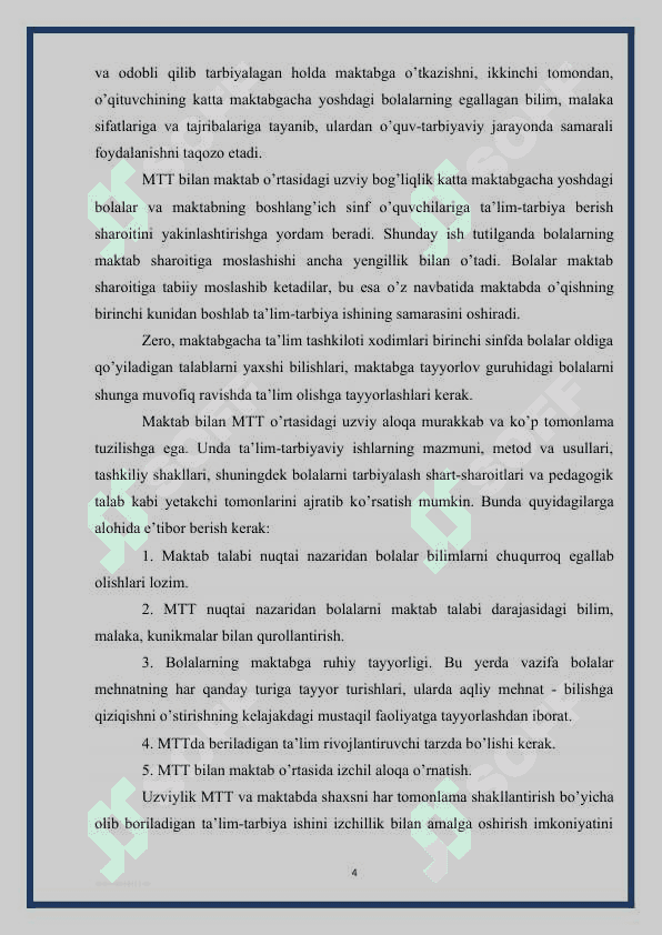 Maktabgacha ta'lim tashkilotining maktab bilan aloqa shakillari 4