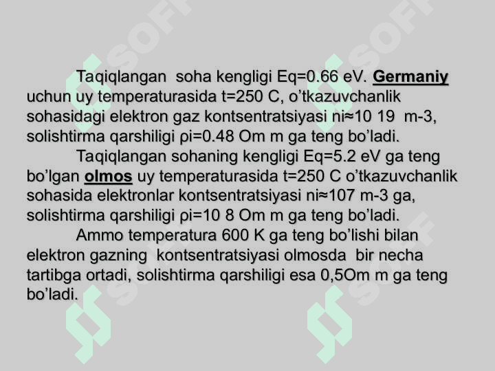 Dielektriklar. Elektr maydondagi dielektriklar. Yarim o'tkazgichlar 6