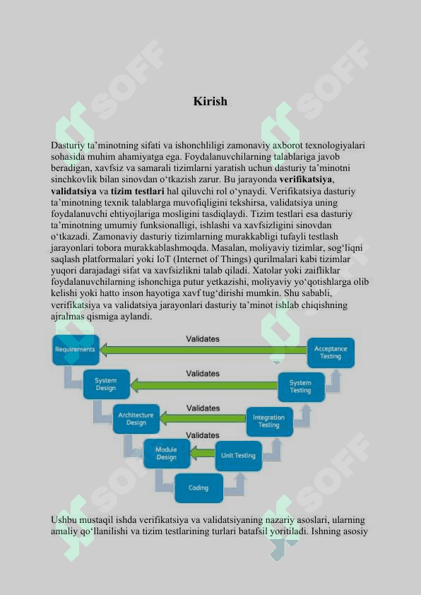 Verifikatsiya, validatsiya va tizim testlari 2