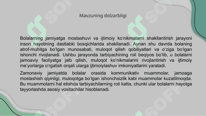 Bolaning ijtimoiylashuvida tarbiyachining roli mavzusiga tayyorlagan taqdimoti 3