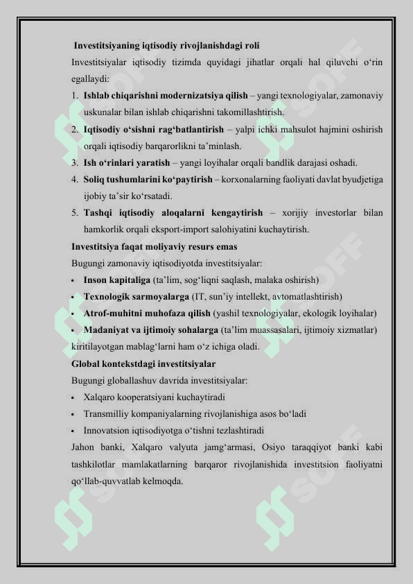Investitsiyalarning mahiyati,grafigi va funksiyalariInvestitsiyalarning mahiyati,grafigi va funksiyalariInvestitsiyalarning mahiyati,grafigi va funksiyalari 4