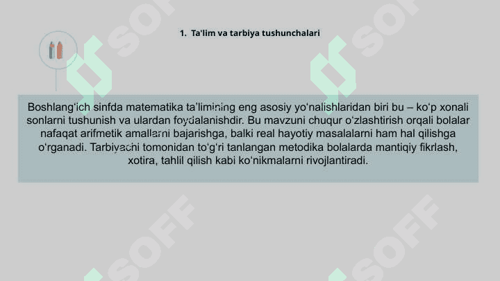 KO'P XONALI SONLARNI RAQAMLASHGA O'RGATISH METODIKASI. kurs ishi 3