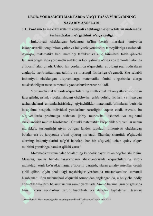 Yordamchi maktabda vaqt tasavvurlarini o’rgatish metodikasi 5