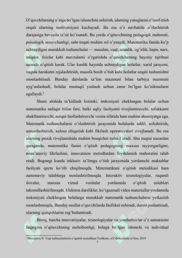 Yordamchi maktabda vaqt tasavvurlarini o’rgatish metodikasi 7