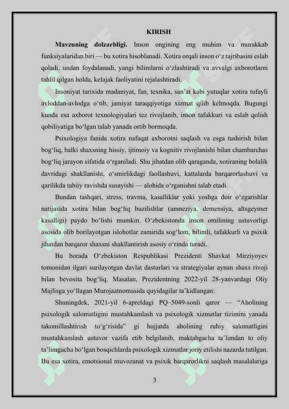 XOTIRANING RIVOJLANISHI VA BUZILISHI 3