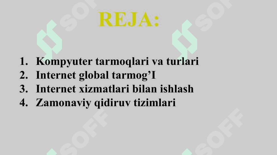 Ma’lumotlarni  tarmoqli qayta ishlash texnologiyalari. Internetda qidiruv tizimlaridan samarali foydalanish 2