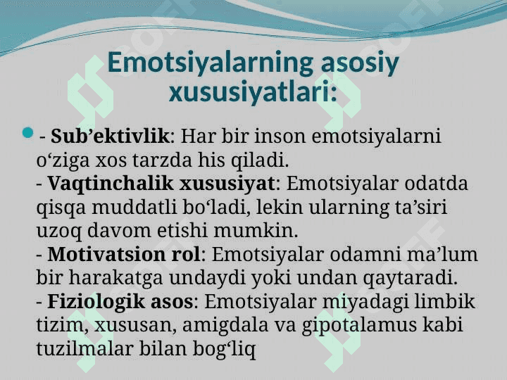 Emotsiyalar va emotsional holatlar ularning vaziyatdagi oʻrni 30 bet 8