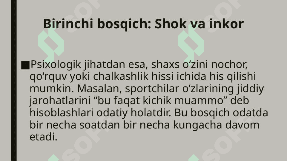Jarohatga nisbatan psixosomatik reaksiya uning asosiy bosqichlari 7