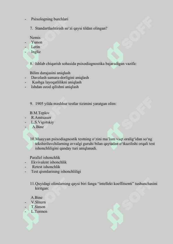 Umumiy psixodiagnostika fanidan 100 ta test 2