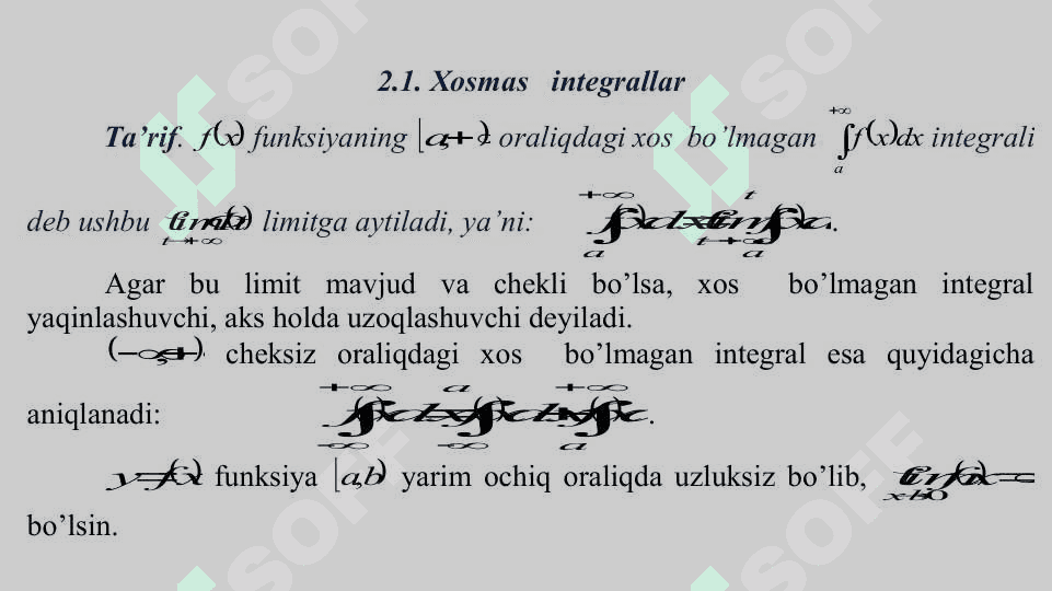 Хоsmas intеgrаllаr 2