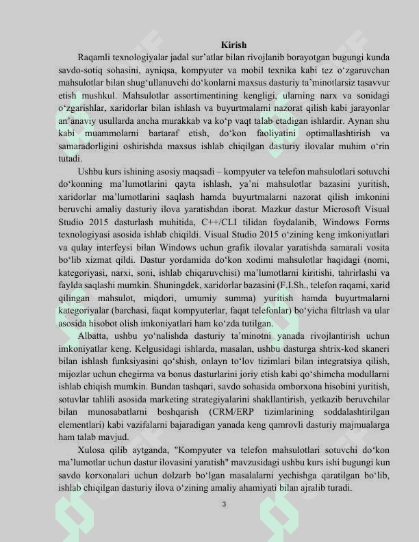 KOMPYUTER VA TELEFON MAHSULOTLARI SOTUVCHI DO‘KON MA’LUMOTLARI UCHUN DASTUR ILOVASINI YARATISH 3