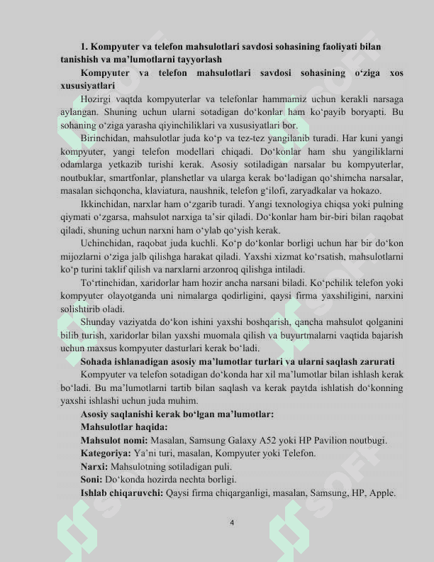 KOMPYUTER VA TELEFON MAHSULOTLARI SOTUVCHI DO‘KON MA’LUMOTLARI UCHUN DASTUR ILOVASINI YARATISH 4