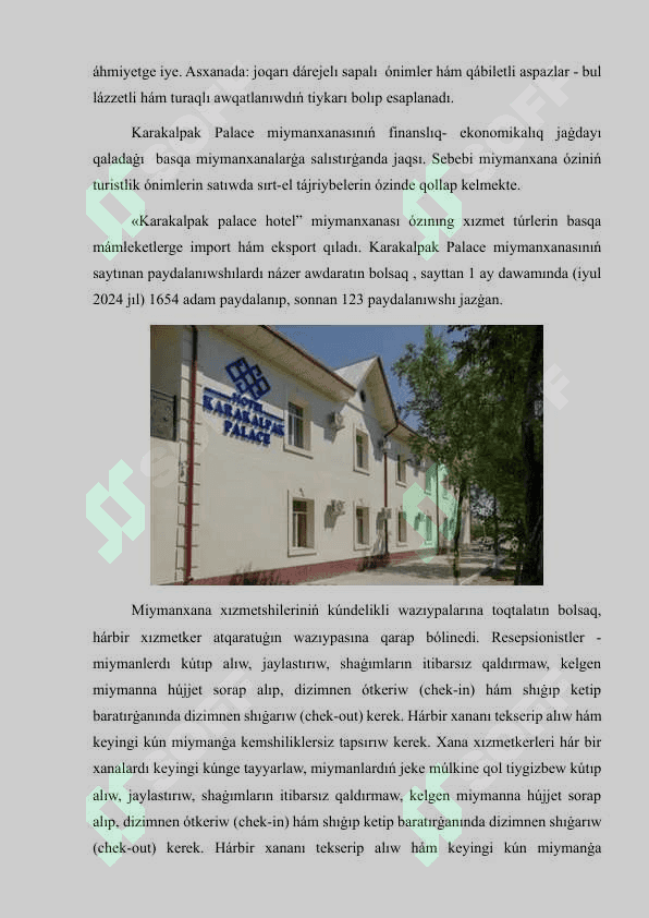 Karakalpak palace hotel praktika esabat 2 7
