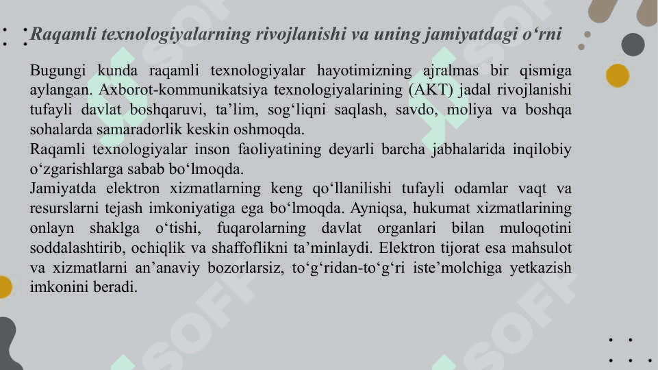 Hukumat partali(my.gov.uz). Elektron tijorat. Elektron raqamli imzo. 3