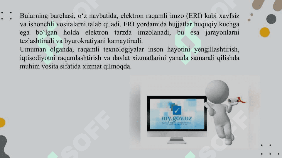 Hukumat partali(my.gov.uz). Elektron tijorat. Elektron raqamli imzo. 4