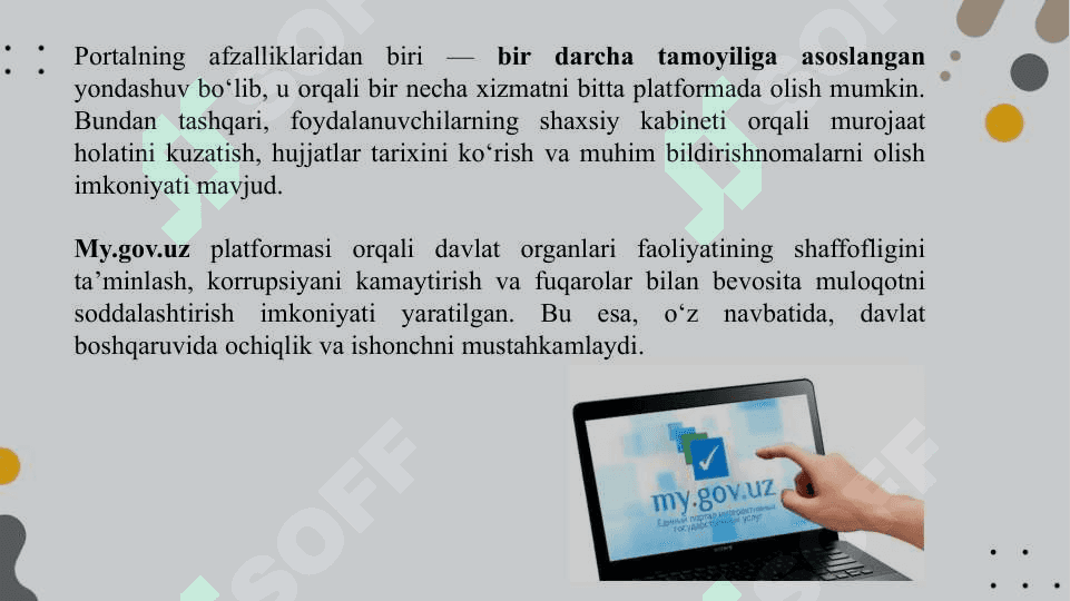 Hukumat partali(my.gov.uz). Elektron tijorat. Elektron raqamli imzo. 7