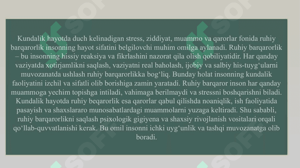 Psixologik salomatlik  uning strukturasi va buzilish me'yorlari slayd 7