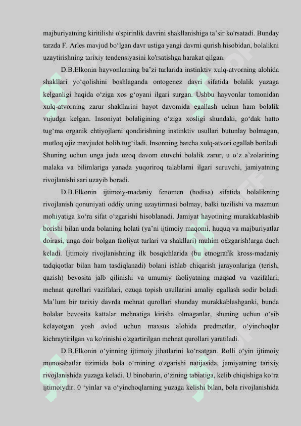 Inson psixik rivojlanishining bosqichlari: ontogenezda rivojlanishni davrlashtirish muammosi 2