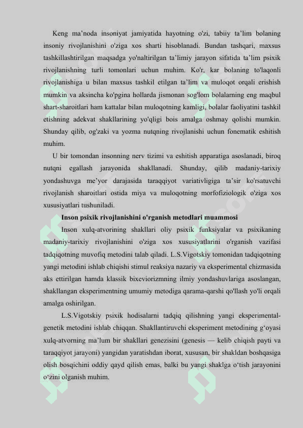 Ontogenezning ilk bosqichlarida insonning psixik rivojlanishiga xos xususiyatlar 3