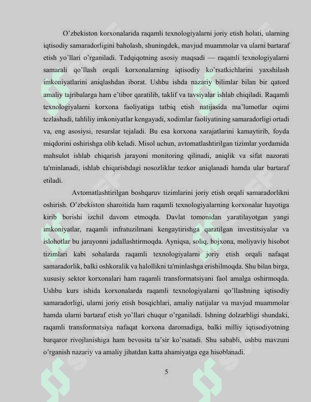 Korxonalarda raqamli texnologiyalarni qo’llashning iqtisodiy samaradorligi 5