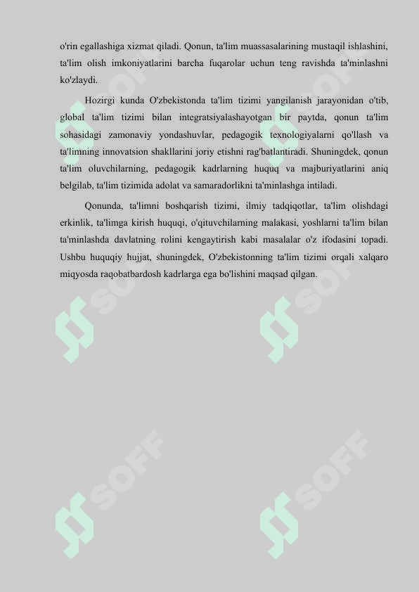 O'zbekiston Respublikasida ''Ta'lim to'g'risi ''dagi Qonunning mohiyati 4