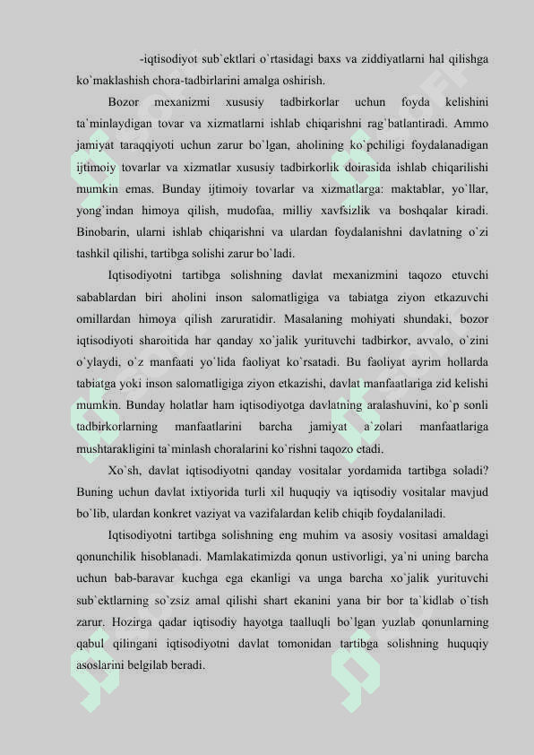 IQTISODIYOTNI BOSHQARISH VA TARTIBGA SOLISHDA DAVLATNING ROLI 6