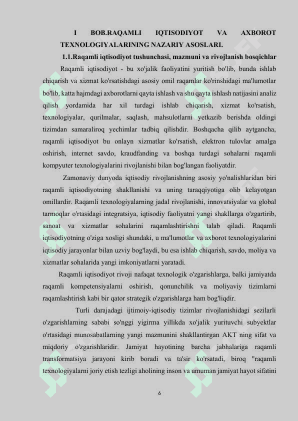 RAQAMLI IQTISODIYOT VA RAQAMLI TEXNOLOGIYALAR 6