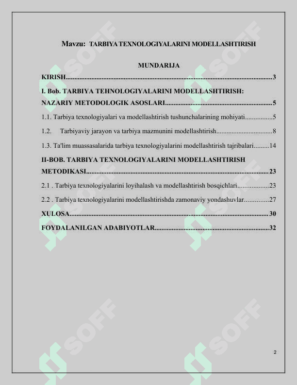 TARBIYA TEXNOLOGIYALARINI MODELLASHTIRISH 2