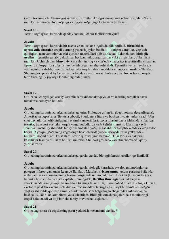 Entomologiya fanidan savollar 6