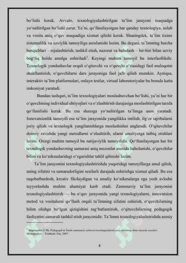 Ta’lim jarayonida ilmiy-texnik taraqqiyotning roli 8